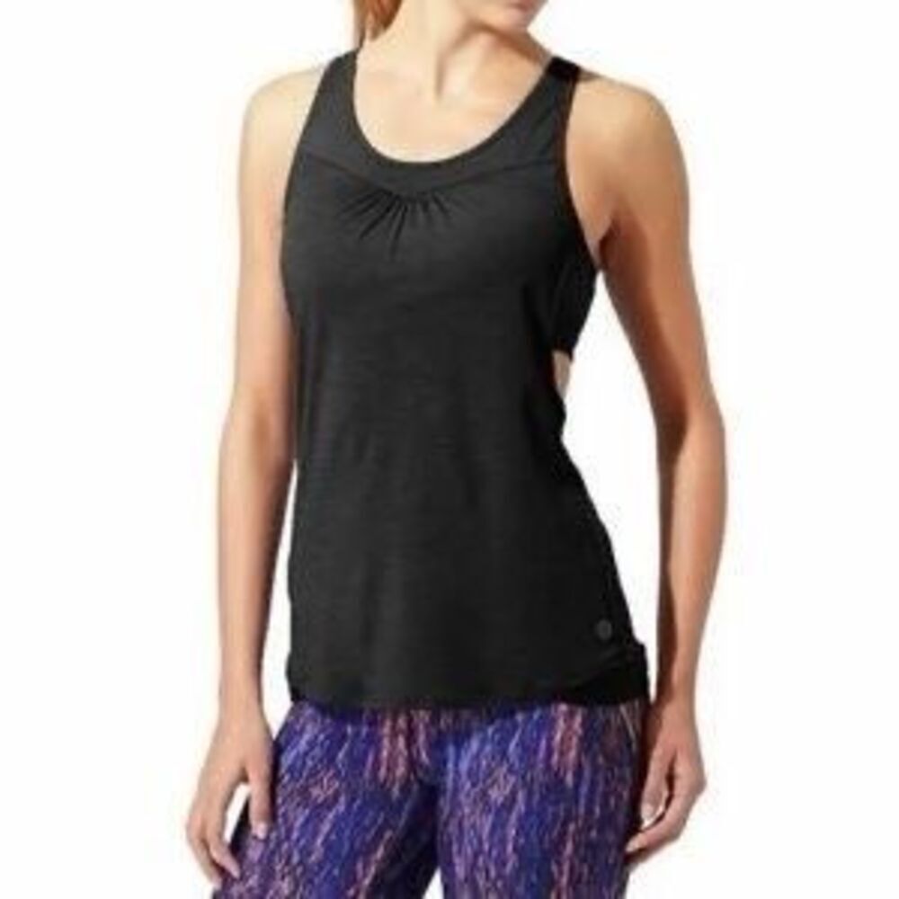 Athleta Small Black Gel Mesh Supercharged 2-in-1 Shelf Bra Tank Top Small Black - Picture 2 of 16